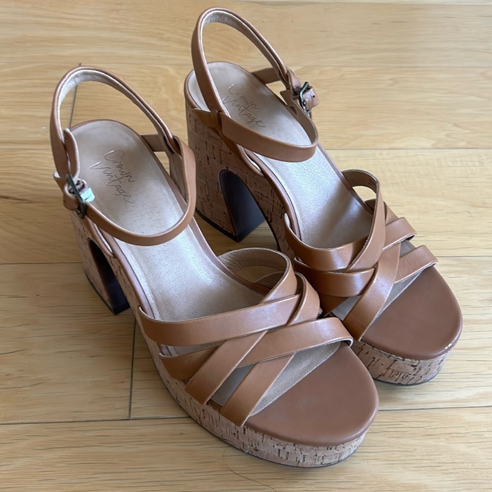 Crown vintage cork leather heels